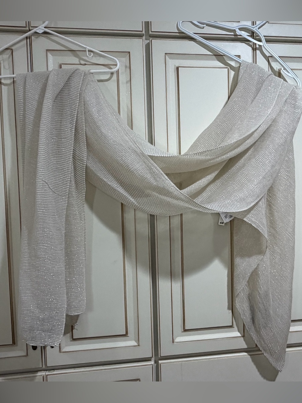 H&M Metallic Silver Semi‑Sheer Long Scarf (105” x 30”) – NWT